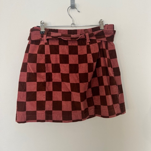 Wild Fable Pink and orange checkerboard skirt with belt - Picture 2 of 2